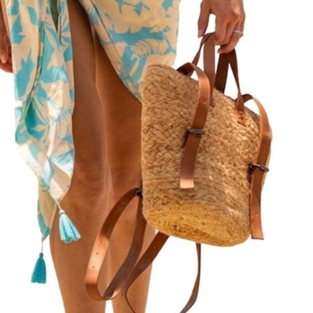 XIX Palms Jute Brown Faux Leather Handmade Insulated Picnic Cooler Backpack NWT